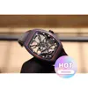 watch Date Luxury Mens Mechanics Watches Wristwatch Color Fiber Shell Hollow Design Wrist Watch Flywheel Frame Pointer Imported Mechanical