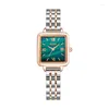 Armbandsur Lucky Girl Watch Square Dial Läderband Relojes Para Damareloj de Acero Inoxidable Mujer Ladies Gift Hope Tro