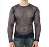 Männer Transparent Sexy Mesh T Hemd 2024 Durchsichtig Fishnet Langarm Muscle Unterhemden Nachtclub Party Durchführen Top Tees 240327