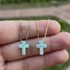 Pendants Synthetic OP03 Mint / OP05 Blue Cross Opal Necklace Fashion With Box Chain Or O