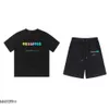 2024 Son Model Erkekler Tişörtleri Trapstar Trailsits Tasarımcı Nakış Mektubu Siyah Beyaz Gri Gökkuşağı Renkli Yaz Sporları Moda Pamuk Kablosu Üst Kısa Sleev