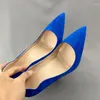 Sukiej buty niebieskie zamszowe fala damskie Pumps Party Night Club wysokie obcasy 12 cm spiczasty stóp rozmiar 34-45 wąskie kobiety