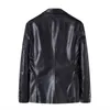 Новинка 2023 года, мужская повседневная кожаная куртка черного цвета/хаки Fi, мужской костюм с воротником, пальто, большой размер 5XL, приталенный топ e6k0 #