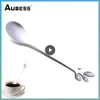 Cucchiai Cucchiaio a manico lungo dorato Cucchiaino a foglia in acciaio inossidabile Mini forchetta piccola agitazione nordica per dessert Caffè Miele Decorazioni per la casa