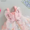 Robes de fille Enfant en bas âge bébé filles robe 3D papillon froncé sans manches en couches Cami robe d'été vêtements décontractés robe de princesse yq240327