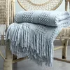 Tapisseries au Crochet à franges, couvertures solides pour canapé, couverture décorative nordique à franges, couverture de lit légère et douce