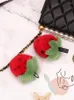 Porte-clés de luxe véritable fraise pendentif porte-clés mignon en peluche porte-clés femmes sac sac à main voiture clé ornement bibelot accessoires cadeaux