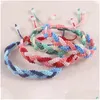 Charm Bracelets Mixed Color Braided Bracelet Personality Colorf Thread Rope Handmade Adjustable Bangle Wristband Men Women Jewelry D Dhemb