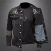 Neue Frühling und Herbst Männer Denim Jacke Klassische Retro Gestickte Revers Motorrad Jacke Trendy Fi Lose Casual Denim Top X6rh #