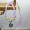 Braccialetti con ciondoli Calcedonio viola chiaro Perline di cristallo fortunato Pietre naturali Bracciale Catena a mano per donne Ragazze Signore Moneta antica Dro Ot9We