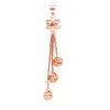 Kettingen 585 Paars Vergulde 14K Rose Ster Ketting In Shining Kwastje Kraal Ketting Hanger Bruiloft Sieraden Voor Vrouwen