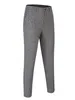 Casual Men's Busin Cott Slim Fit Hombres Pantalones Pantalones Flacos Chinos Gris Longitud del tobillo Ropa de calle Pantalones de lápiz a rayas a cuadros P3JJ #