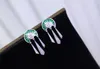 Dangle Earrings Style 925 Sterling SilverEmerald High Carbon Diamonds Gemstone Tassel Drop Fine Jewelry Wholesale