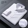 Men's Dress Shirts Shirt Men Hombre Bamboo Fiber Long-sleeved Elastic Comfortable Iron-free Casual Business Professional White-inch