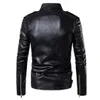 men's Pu Leather Jacket with Zip Lapel Collar, Casual Motorcycle Jackets, Vintage Coats, Thick Warm Outwear, New, Punk Rock, Win q8rV#