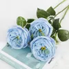 6pc fuktgivande Austin Rose Wedding Decor Roses Real Touch Artificial Flowers Party Home Decoration Fake Flowers Bridal Bouquet 240322