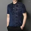 Herren Polos Golden Velvet Hollow Out Kurzarm T-Shirt Lässige Mode Poloshirt Cooles, atmungsaktives Revers