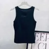 2024 ss designer Miu Jiayuan Rhinestone Letter Knitted Vest for Women's Versatile Socialite Style, Slim Fit and Slimming Bottom Top