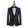 Hommes paillettes Blazers pic revers fête bal Banquet Fi Costume veste étapes spectacle Dr Costume chanteur hôte danseur discothèque Bar E6T1 #