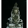 Dekorativa figurer Koncubin Tara Yab-yum Buddha Happiness Angel Mandkesvara Tibet Silverstatyer