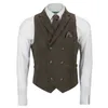 Gilet de costume pour hommes Tweed Wool Slim Fit Jacket Retro Sleevel Steampunk Gilet pour garder au chaud 33y0 #