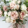 45X48cm Pink Silk Fake Flowers Wedding Bouquet Artifical Flower Home Decor Holding Bride Marriage Bouquet 240322