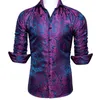 luxury Shirts for Men Silk Lg Sleeve Purple Blue Paisley Slim Fit Male Blouses Casual Formal Tops Breathable Barry Wang r7rG#