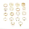 Cluster Ringen 18 stks/set Goud Kleur Vintage Vlinder Parel Ring Set Voor Vrouwen Punk Hart Zirkoon Mode Trend Vrouwelijke Sieraden