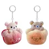 Rilakkuma bröd plysch nyckelchain korilakkuma björn kawaii söt väska nyckelringar anime nyckel kedja keyring flickor leksaker liten gåva 240321