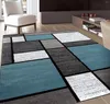 カーペットホームオフィス用リビングルームベッドルームキッチンのためのコンテンポラリーモダンボックスノンシェッドエリアラグ5 '3 "x 7'青/灰色