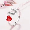 Anelli a grappolo in argento sterling 925 a forma di amore rosso con la lettera "U" Stile moda per ragazza Anello di apertura per fidanzata Surpreise