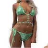 Costume da bagno donna Bikini Cristallo Strass Glitter Diamanti Gemme Donna Set Costume da bagno da spiaggia Costume da bagno Push Up Brasiliano Drop Delivery Ot98T