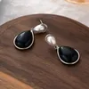 Dangle Earrings Modern Jewelry Vintage Temperament Black Teardrop Earring For Women Girl Party Gifts Simply Design