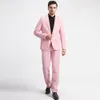 Fresco rosa masculino terno de duas peças jaqueta + calças conjunto fino encaixe elegante fi de alta qualidade masculino roupas formais t71A #