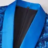 mens Shiny Blue Sequins Suit Jacket Blazer Slim Fit One Butt Shawl Lapel Tuxedo Blazer Men Party Club Suits Blazers Masculino N20H#