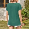 T-Shirts à col carré pour femmes, été, quotidien, décontracté, ample, confortable, doux, basique, manches courtes, couleur unie