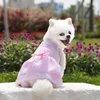 Dog Apparel Plaid Skirt Pet Cat Bow Dress Puppy Kitten Wedding Striped Clothes Teddy Bichon Bear Dresses