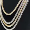 Nuoya Fine Jewelry Classic 925 Sterling Silver 1 Row Row Tennis Chain 3/4/5mm Moissanite Diamond Men Netlace Netclace