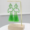 Orecchini pendenti 2024 fenicottero verde fatti a mano con nappa lunga a goccia per donna