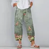 Pantalones de mujer con personalidad para mujer, moda informal, pierna ancha, bragas estampadas con patrón suelto, pantalones cómodos hasta el tobillo de verano 2024