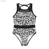 Endelar Teen Girls Summer STEVELESS SWIMEWEAR rygglöst Mesh Patchwork One-Piece Leopard Print Swims Swimming Jumpsuit Beachwear 24327