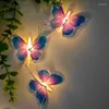 Strängar dekor fjärilar lätt festdekoration lila fjäril neon led strängljus