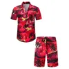 Mode hawaïenne costume imprimer hommes chemise 2 pièces ensemble luxe 3D vacances à manches courtes décontracté plage deux pièces homme ensembles 240315