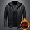 Mit kapuze PU Jacken Männer Biker Jacke Frühling Herbst Leder Jacke Mantel Männlich Fi Casual Schwarz PU Leder Mantel Große Größe 5XL n2hF #