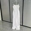 Abiti casual Temperamento Elegante aperto pacchetto lungo Anca formale Senior Senso di fiocco bianco Corsetto Jacquard Slim Halter Dress 2024