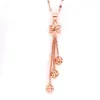 Kettingen 585 Paars Vergulde 14K Rose Ster Ketting In Shining Kwastje Kraal Ketting Hanger Bruiloft Sieraden Voor Vrouwen