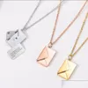 Collares colgantes Letras personalizadas Collar de sobre de acero sin tainless con tarjeta de amor dentro de oro Rosegold Color Regalo Día de San Valentín Dr DH56R