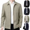 Мужская куртка Элегантная мужская куртка среднего возраста с лацканами и карманами на молнии для формальной деловой или повседневной одежды весной и осенью Q9py #