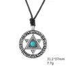 Norse Viking Star of David Hexagram Pendant Vintage Wiccan Jewish Talisman Necklace215J