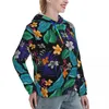 Damen-Kapuzenpullover, tropische Blumen, lose Damen, bunte Blätter, Druck, Streetwear, Pullover, Kapuzenpullover, Herbst, Hip-Hop, individuelles Kapuzenshirt